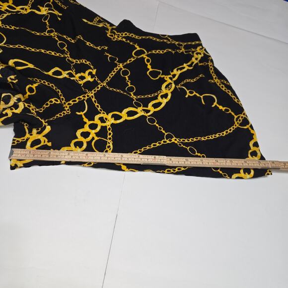 Decree Womens XL Shorts Flowy Gold Chain All Over Print Pockets Beach Festival - Picture 11 of 14